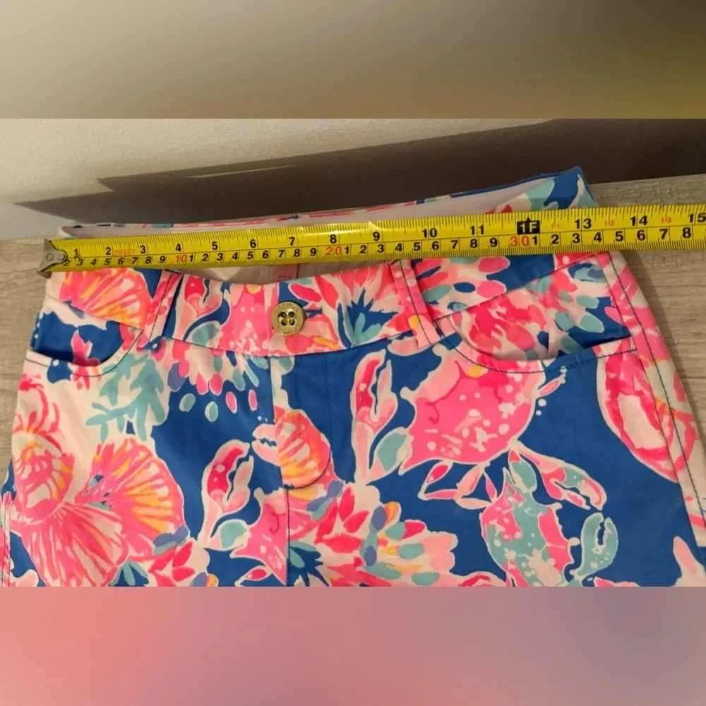Lilly Pulitzer Sadie Stretch Crab Cropped Pants Bright Coastal South Beach Sz 0 - Picture 8 of 11